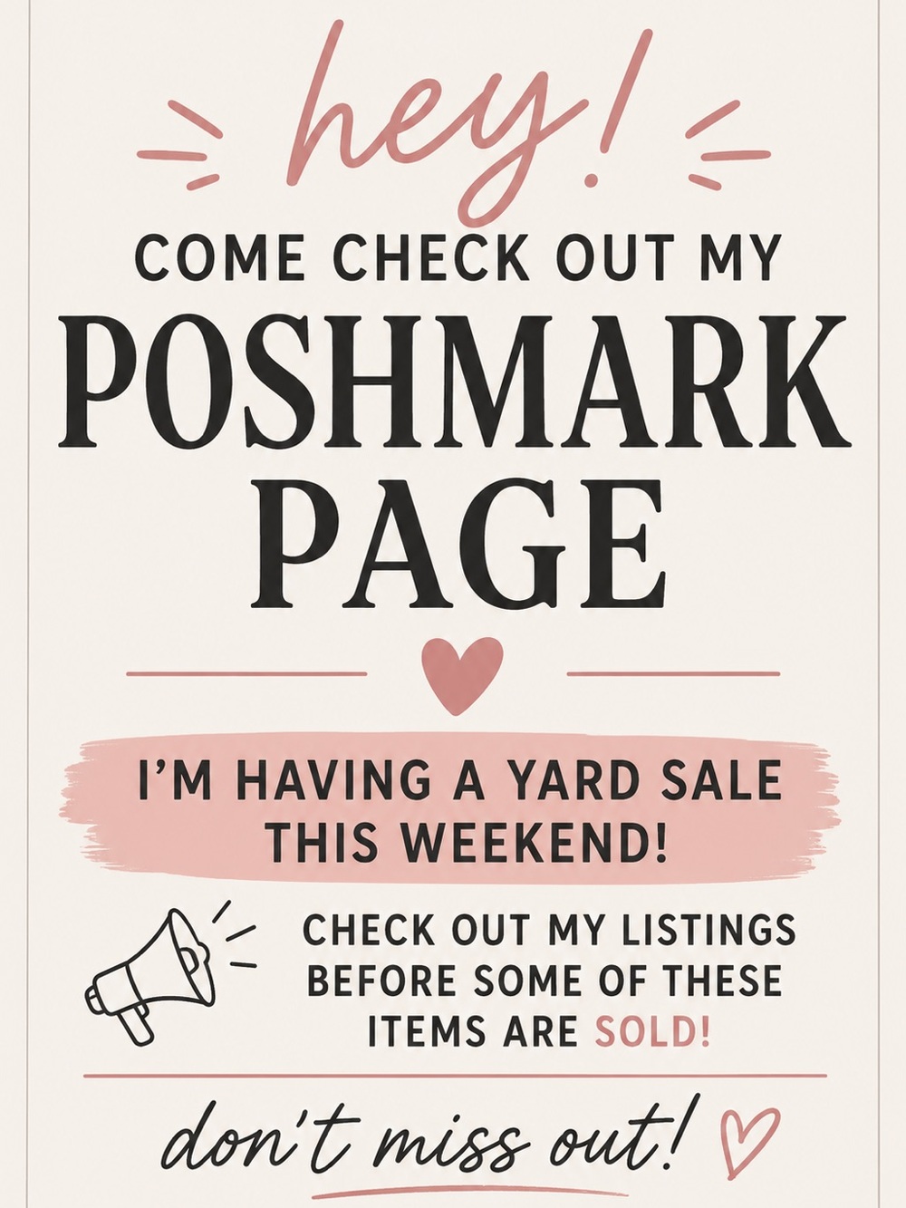 Poshmark Page Promotion Sign - Pink & Black